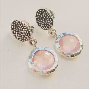 Michael Dawkins 925 Sterling Silver Rose Quartz Drop Earrings Designer Jewelry